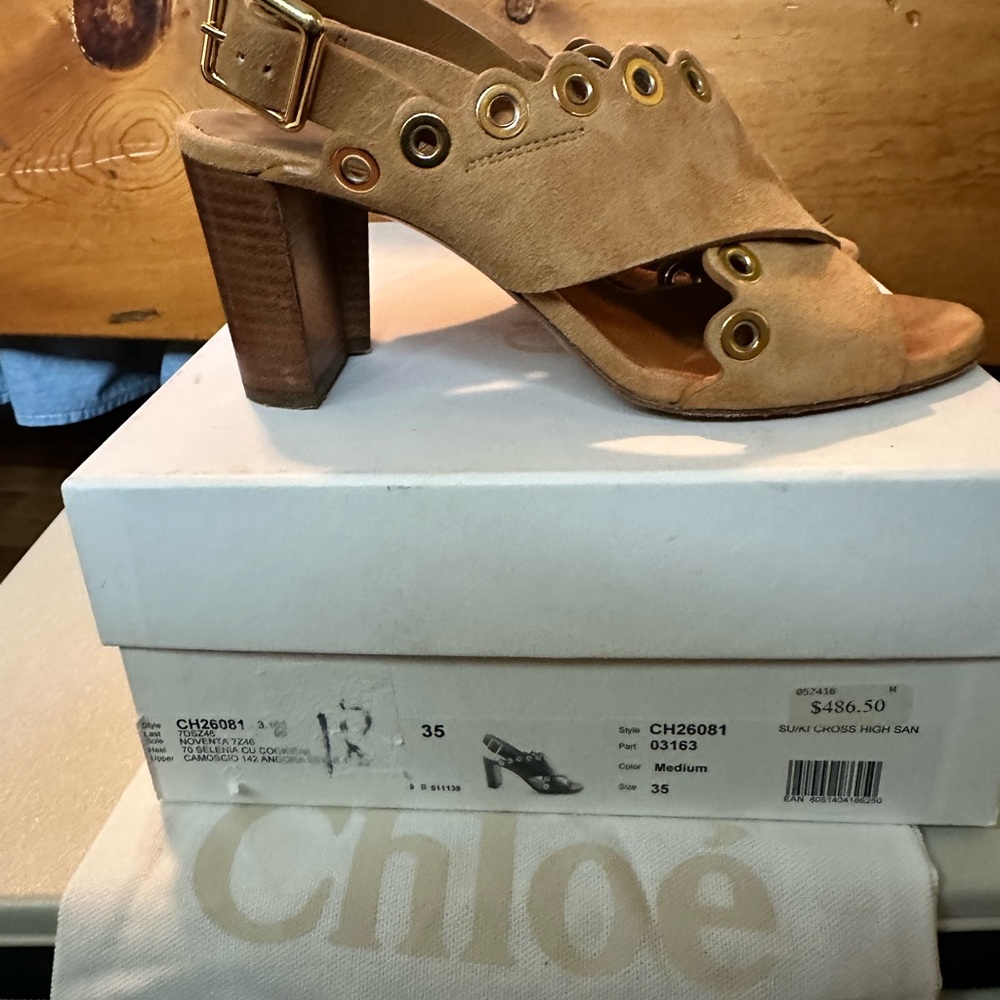 Chloe suede tan sandal.